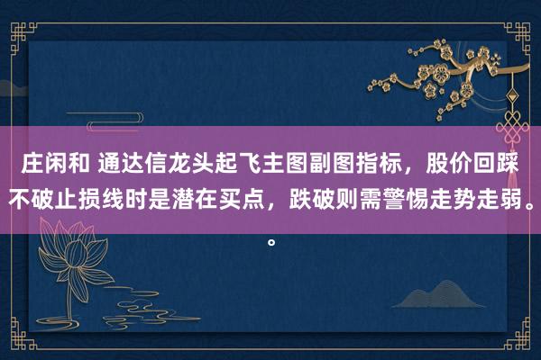 莊閑和 通達信龍頭起飛主圖副圖指標，股價回踩不破止損線時是潛在買點，跌破則需警惕走勢走弱。