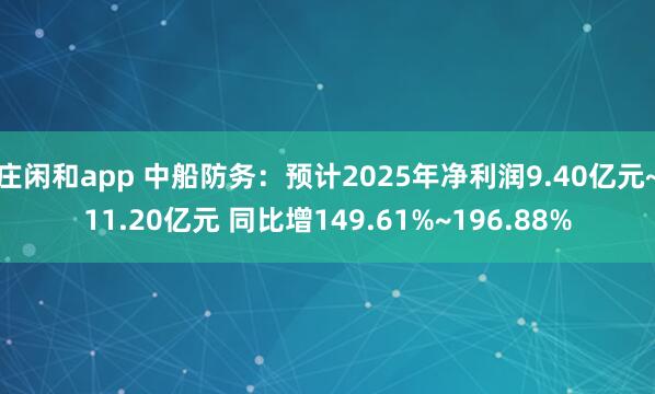 莊閑和app 中船防務:預計2025年凈利潤9.40億元~11.20億元 同比增149.61%~196.88%