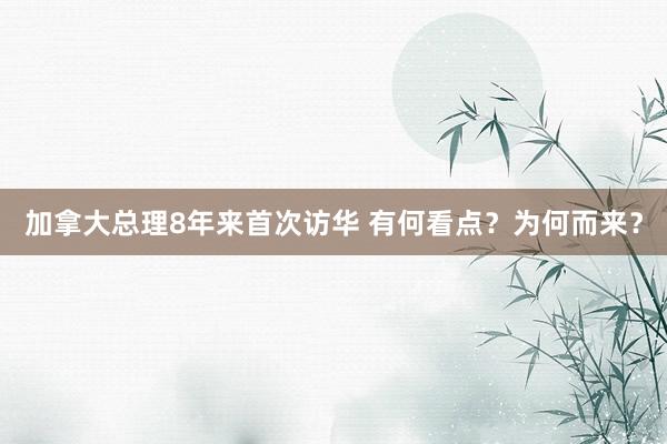 加拿大總理8年來首次訪華 有何看點?為何而來?