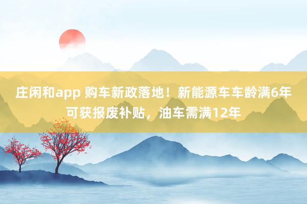 莊閑和app 購車新政落地！新能源車車齡滿6年可獲報(bào)廢補(bǔ)貼，油車需滿12年