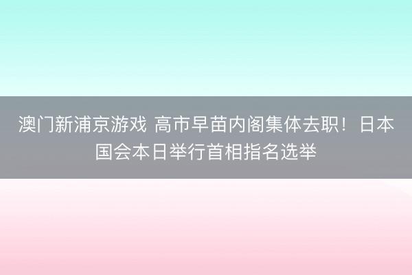 澳門新浦京游戲 高市早苗內閣集體去職！日本國會本日舉行首相指名選舉