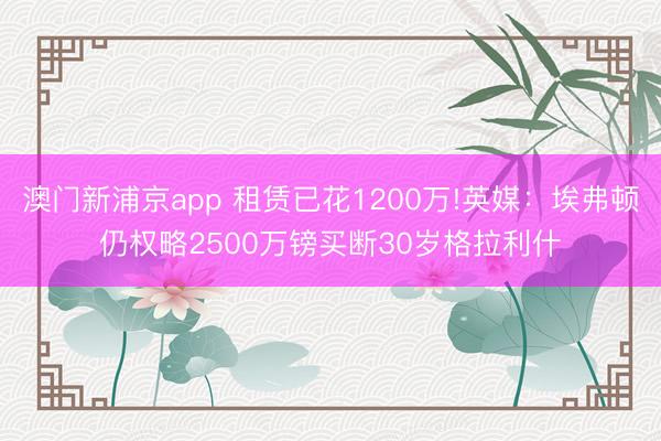 澳門新浦京app 租賃已花1200萬!英媒：埃弗頓仍權(quán)略2500萬鎊買斷30歲格拉利什