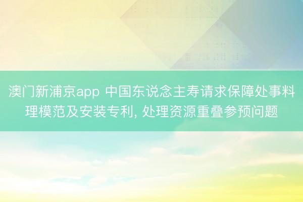 澳門新浦京app 中國東說念主壽請求保障處事料理模范及安裝專利, 處理資源重疊參預(yù)問題