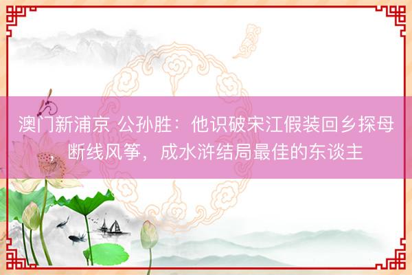 澳門(mén)新浦京 公孫勝：他識(shí)破宋江假裝回鄉(xiāng)探母，斷線風(fēng)箏，成水滸結(jié)局最佳的東談主
